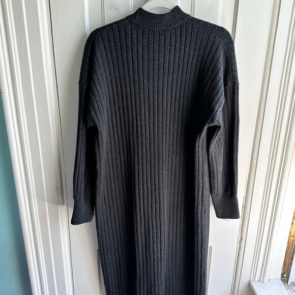 Faherty Jackson Long Sleeve Rib Sweater Dress In Ash Heather - Picture 7 of 9